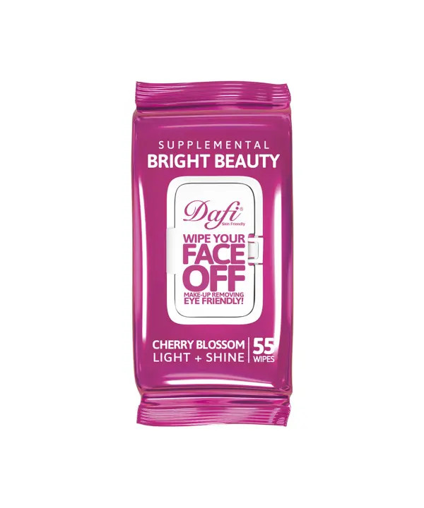 دستمال مرطوب پاک کننده آرایش دافی Dafi مدل Bright Beauty بسته 55 عددی