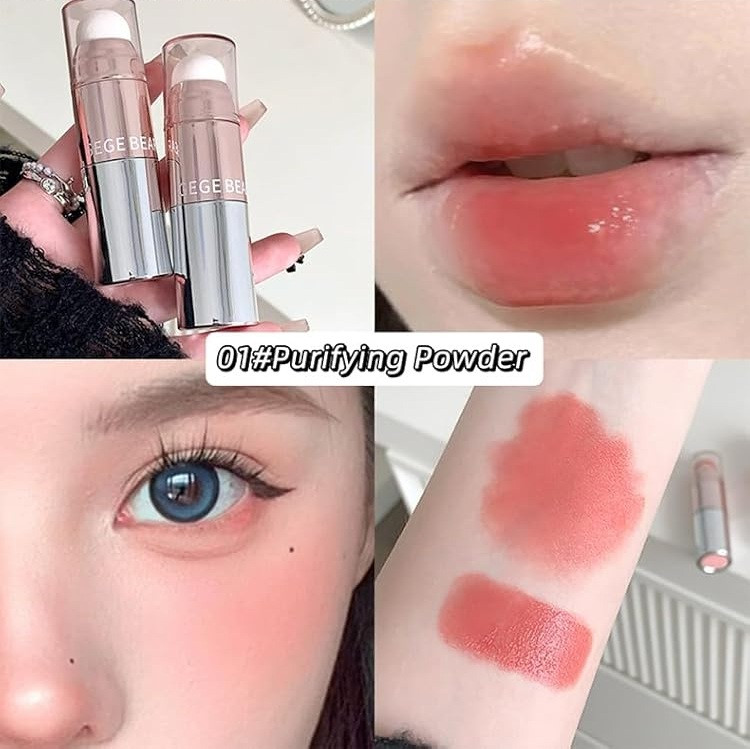 استیک ۲ در ۱ برق لب و رژ گونه جی جی بر Gege Bear شماره 01 Purifying Powder