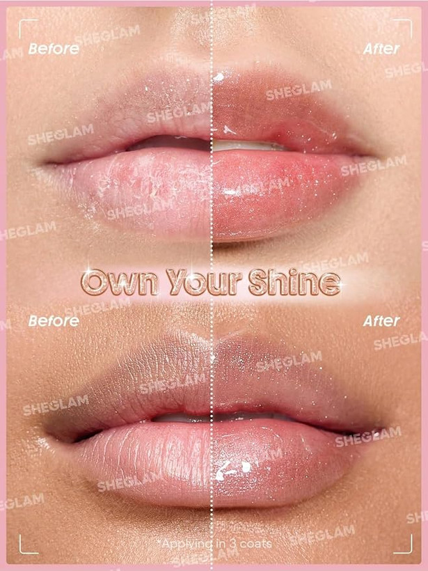 برق لب حجمدهنده شیگلم Sheglam طرح آمپول مدل Own Your Shine
