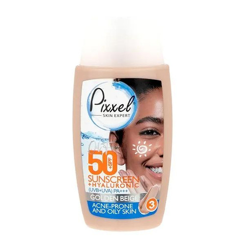 کرم ضد آفتاب بژطلایی پیکسل Pixxel با +SPF50 مناسب پوست چرب حجم 50 میلی لیتر