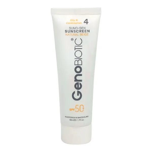 ضد آفتاب رنگی ژنوبایوتیک با SPF50 مناسب پوست چرب شماره 4 حجم 50 میلی لیتر