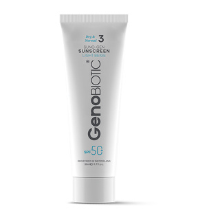 ضد آفتاب رنگی ژنوبایوتیک با SPF50 مناسب پوست خشک و معمولی حجم 50 میلی لیتر