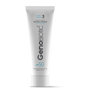 ضد آفتاب رنگی ژنوبایوتیک با SPF50 مناسب پوست خشک و معمولی حجم 50 میلی لیتر