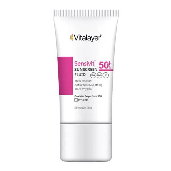 فلوئید ضد آفتاب بی رنگ ویتالیر با SPF+50 مناسب پوست حساس حجم 50 میلی لیتر