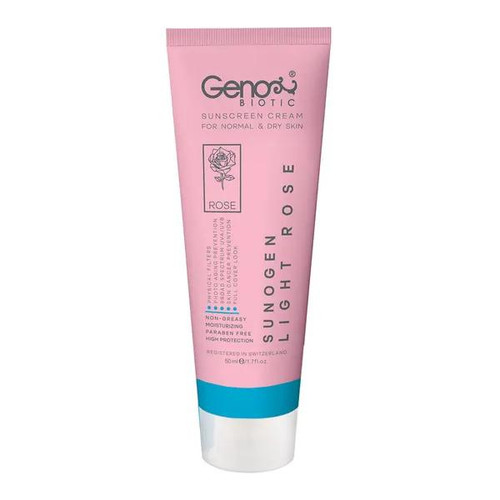 ضد آفتاب لایت رز ژنوبایوتیک با SPF+50 مناسب پوست خشک و معمولی حجم 50 میلی لیتر