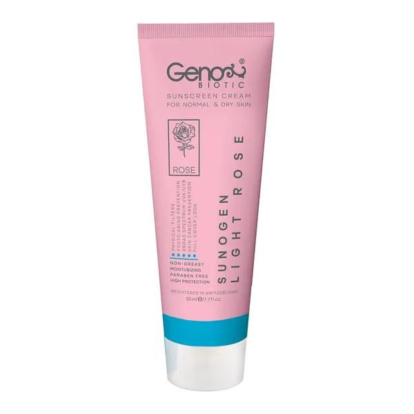 ضد آفتاب لایت رز ژنوبایوتیک با SPF+50 مناسب پوست خشک و معمولی حجم 50 میلی لیتر