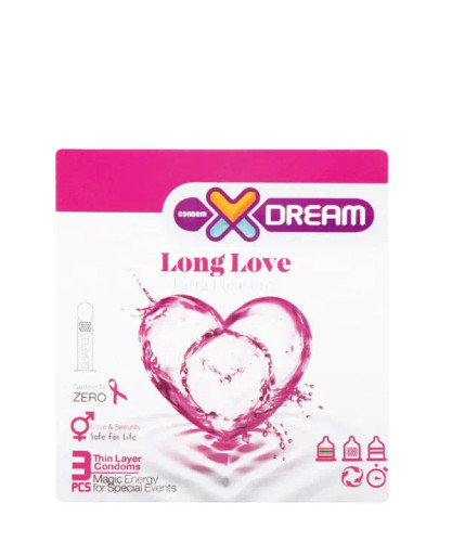 کاندوم لذت طولانی خاردار ایکس دریم مدل Long Love بسته 3 عددی