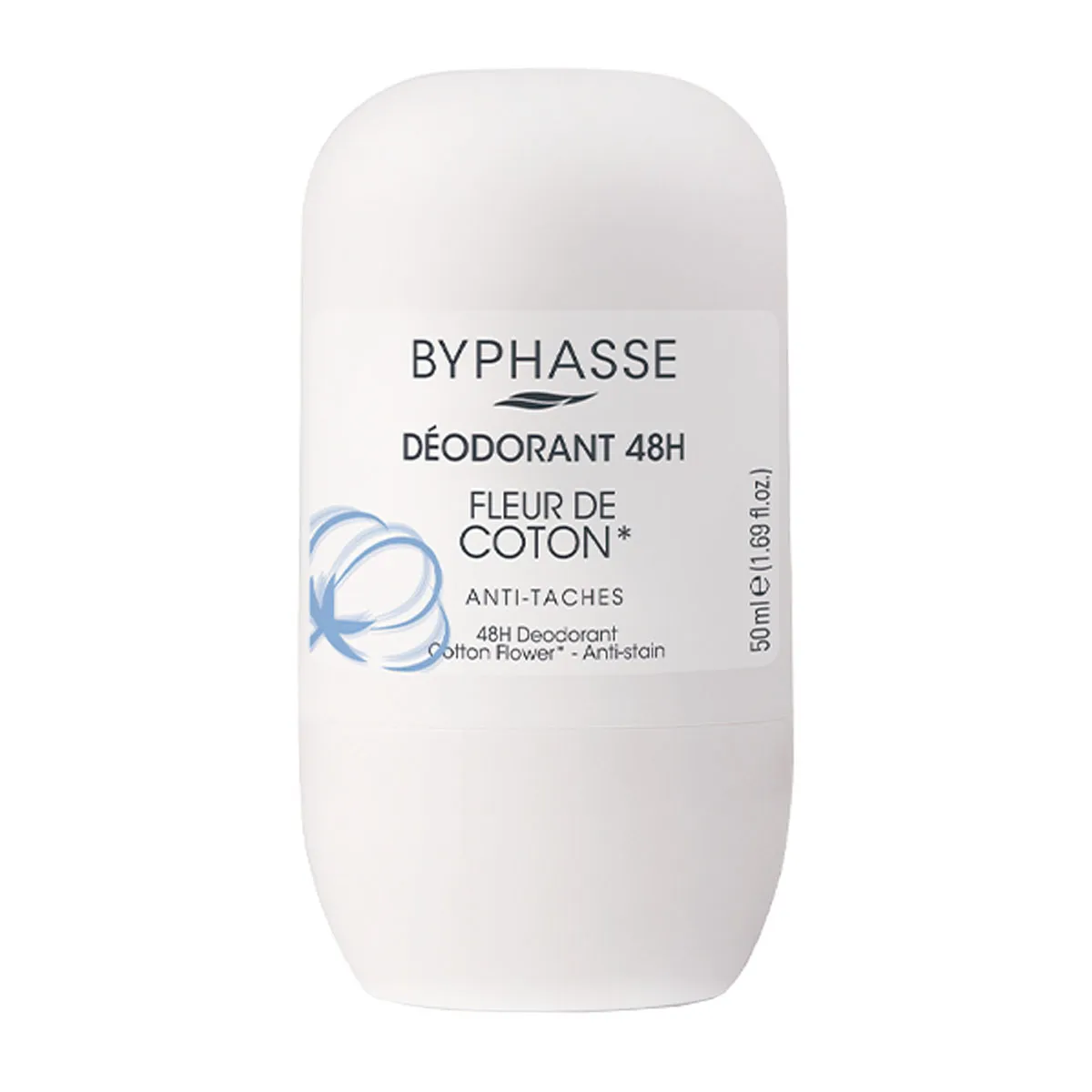 دئودورانت ضدتعریق و ضدلک ۴۸ ساعته Byphasse حاوی عصاره گل پنبه