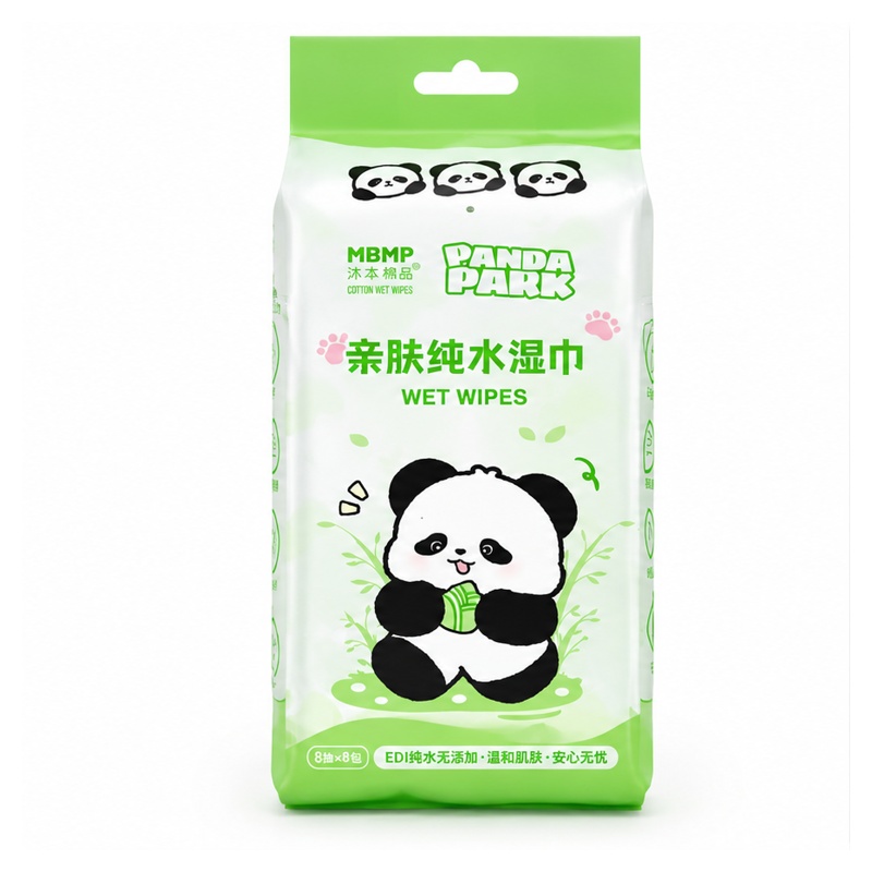 مینی دستمال مرطوب جیبی MBMP طرح Panda Park بسته ۸ عددی