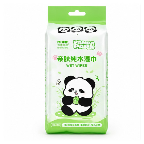مینی دستمال مرطوب جیبی MBMP طرح Panda Park بسته ۸ عددی