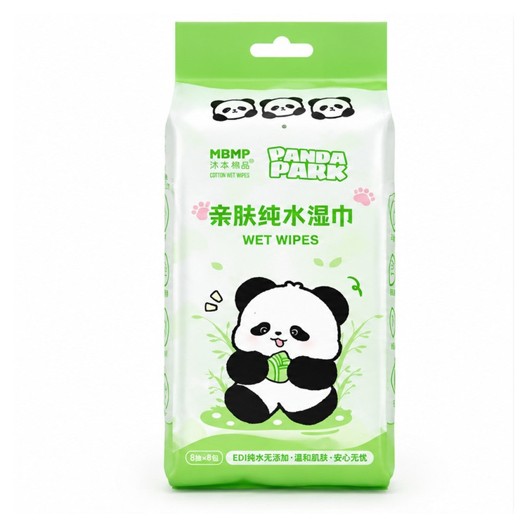 مینی دستمال مرطوب جیبی MBMP طرح Panda Park بسته ۸ عددی